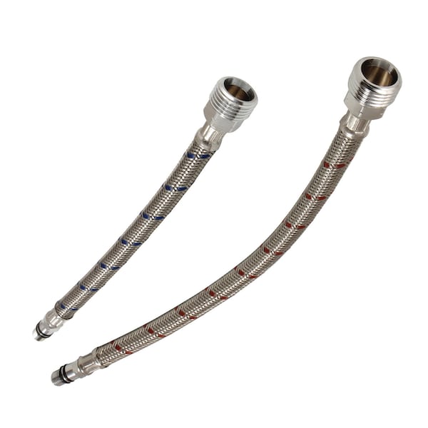 Kingston Brass KSSL154 9" & 12" Supply Line, Male 3/8" UNF x Male 1/2" NPSM, Stainless Steel KSSL154 - main